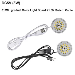 USB RGB LED Lamp Night Light DIY Desktop Ornament Lighting Source Round Light Board DC 5V 3W Diameter 31mm Switch Color Changing