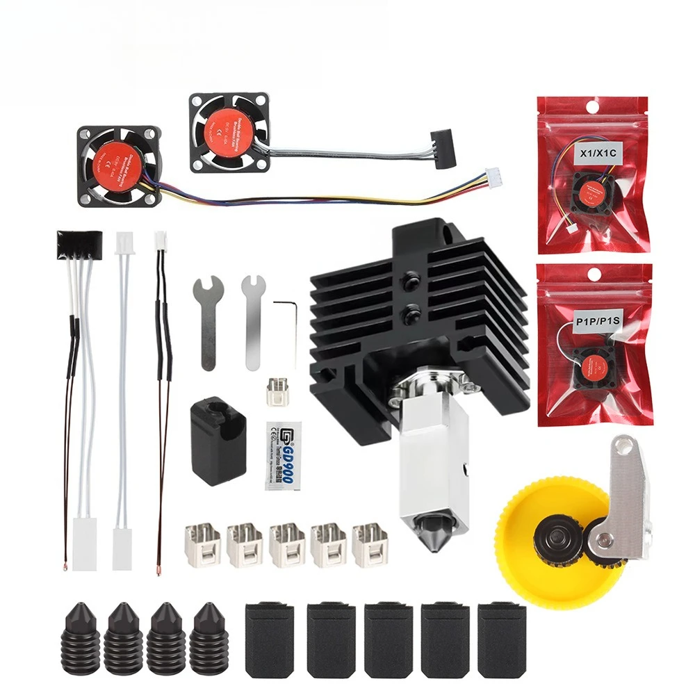 1PCS  3D printer X1 P1 hot end assembly p1p p1s x1c nozzle hardened steel nozzle fan ceramic
