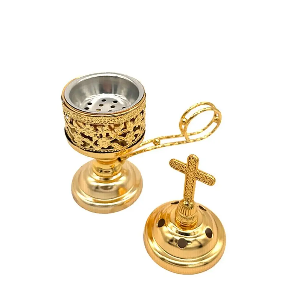 

Simple Detachable Cross Aromatherapy Furnace Handmade Exquisite Metal Incense Tray Safe Antique Incense Stove Tabletop