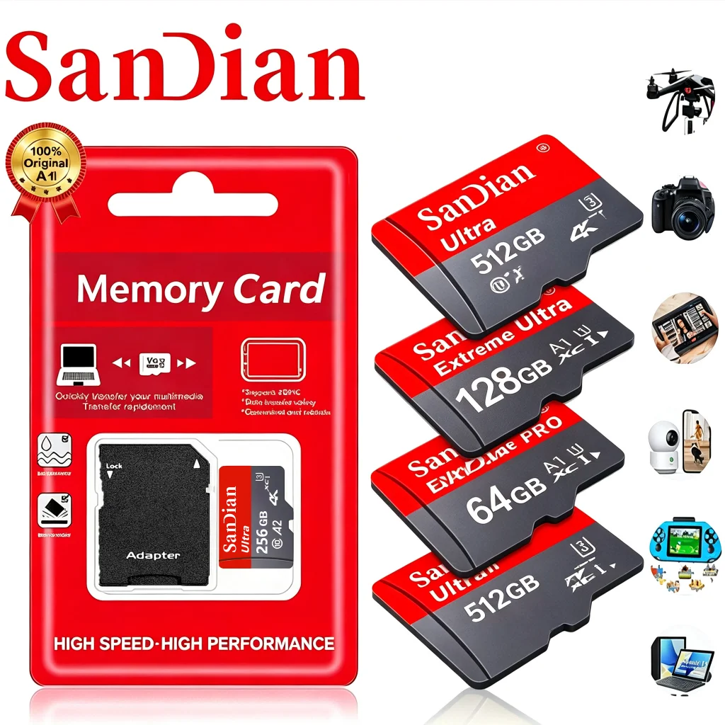 32GB 512GB 128GB 64GB Classic Memory Card Micro TF SD Card SD Cards TF Cards U1 for Body Camera/GPS/E-Reader/Router/Car DVR