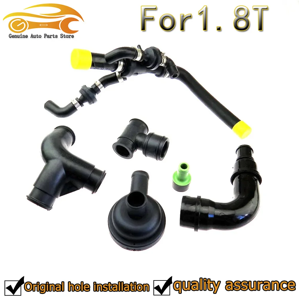 Qty6 1.8T Crankcase Breather Hose Pipe Valve Kit for A3 A4 A6 TT Passat Bora Seat Skoda 06A103213F 06A103213AF 058103247