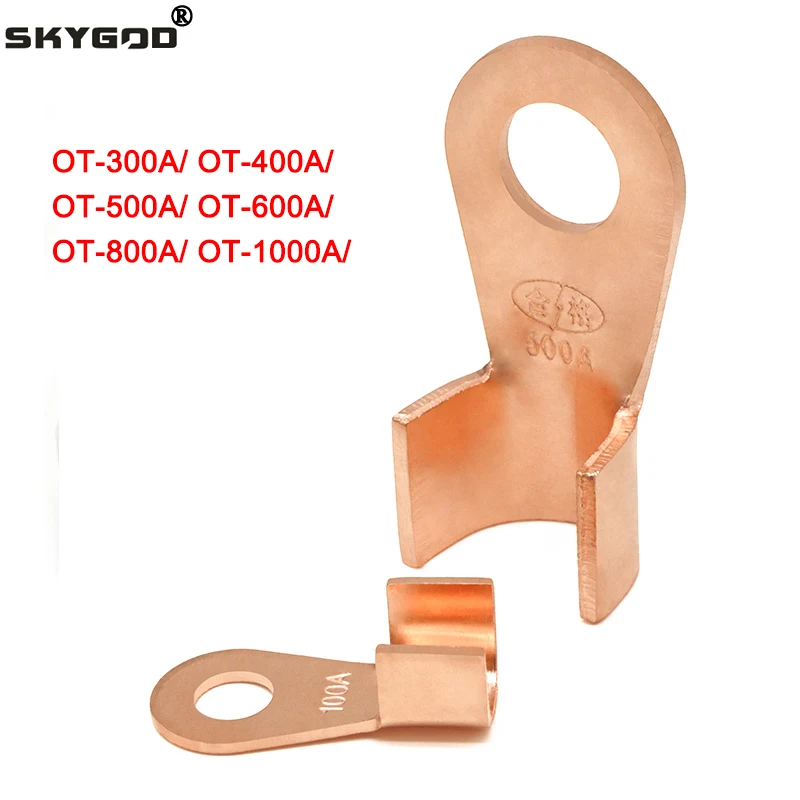 Wire Terminal OT Type Open-End Copper Crimp Terminal Lugs 300~1000A Cable End Connector Splice Terminals Battery Wire Connectors