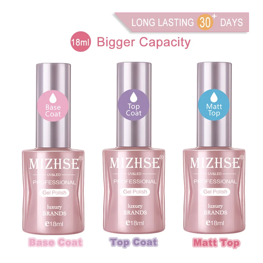 MIZHSE Top Base Caot Set UV Gel Nail Polish  For Manicure Permanentes Matte Base Top Coat For Nails Reinforce Glue Nail Polishes