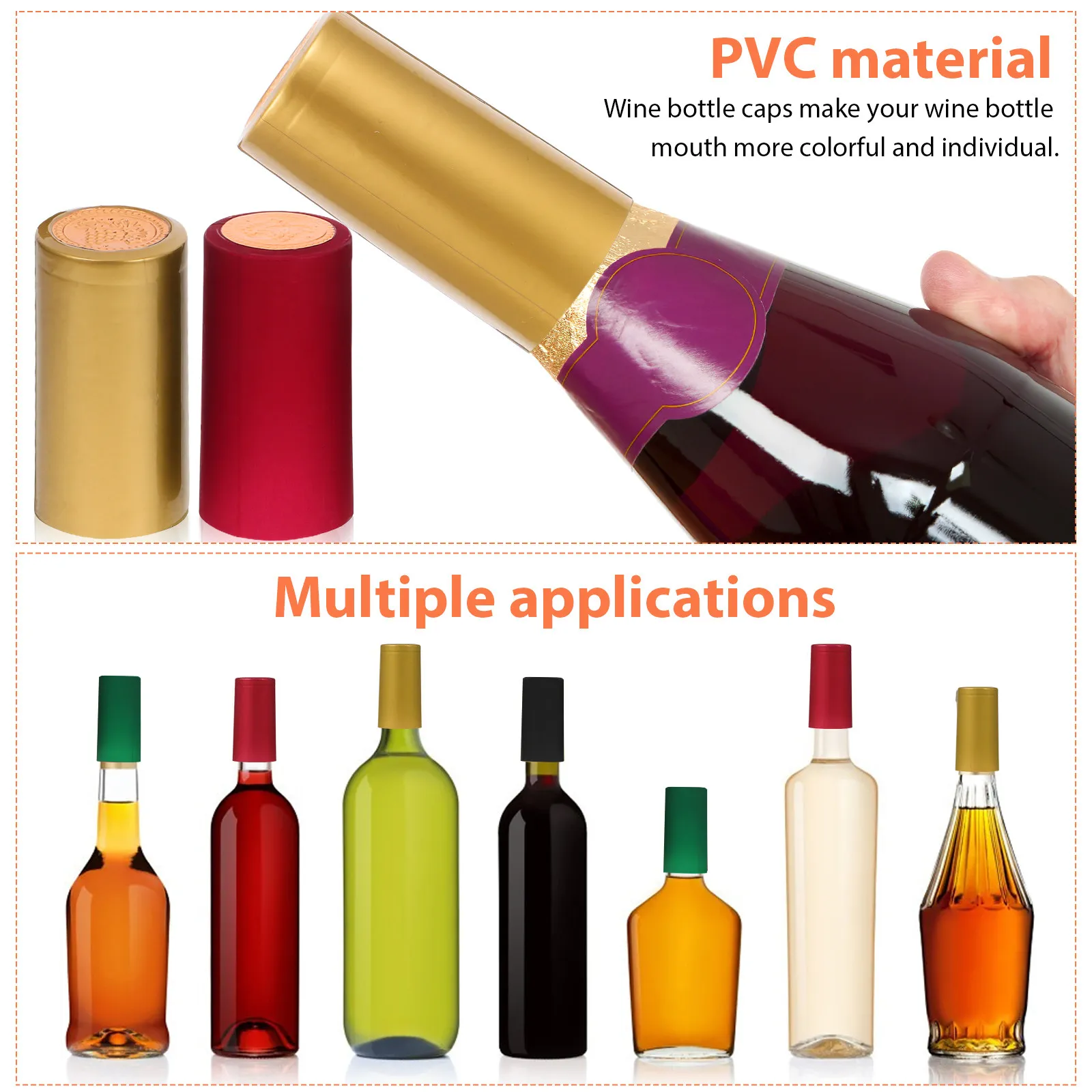

200pcs Red Wine Bottle Cap Heat Shrink Sealing Film Pvc Bottle Sealer For Home Wine Making Supplies Shrink Wrap Capsules Kitchen