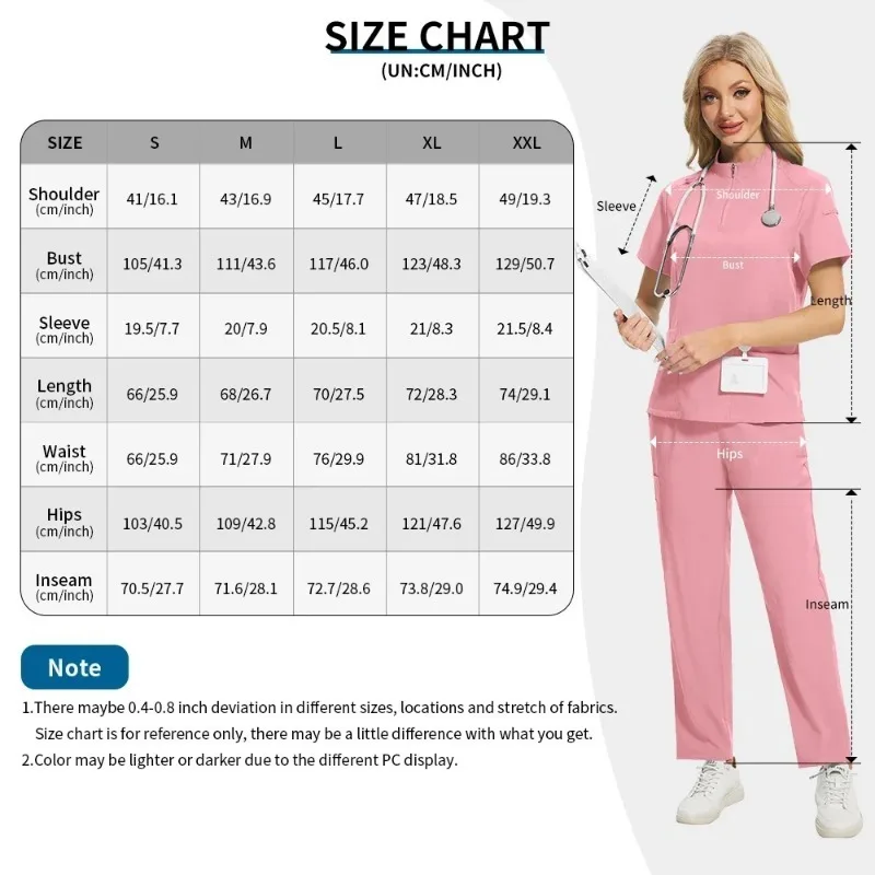 Two Piece Stand Up Collar Frosted Beauty and Skincare Hospital Uniform Set Solid Color Pocket Frosted Women's Care Set