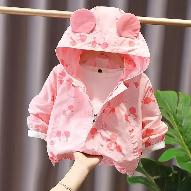 Disney Mickey mouse Windbreaker coat Children\'s Mickey Mouse Sweatshirt Jacket Hooded Print Fall Winter Sweatshirt Jacket