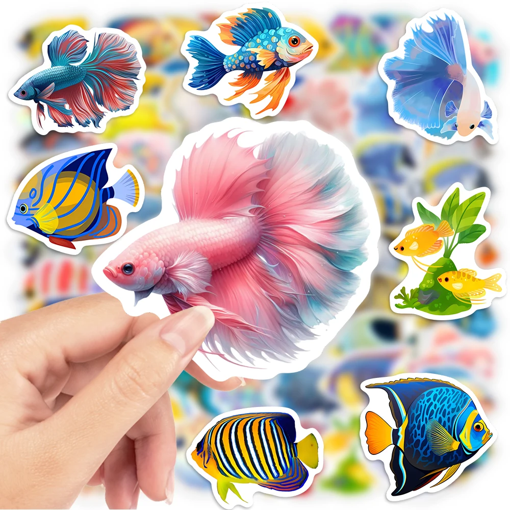 Ästhetischer tropischer Fisch-Aufkleber, Kunst, Clipart-Kollektion, DIY-Geschenk, Spielzeug, Aufkleber für Laptop, Telefon, dekorative Gepäckflasche, wasserfest