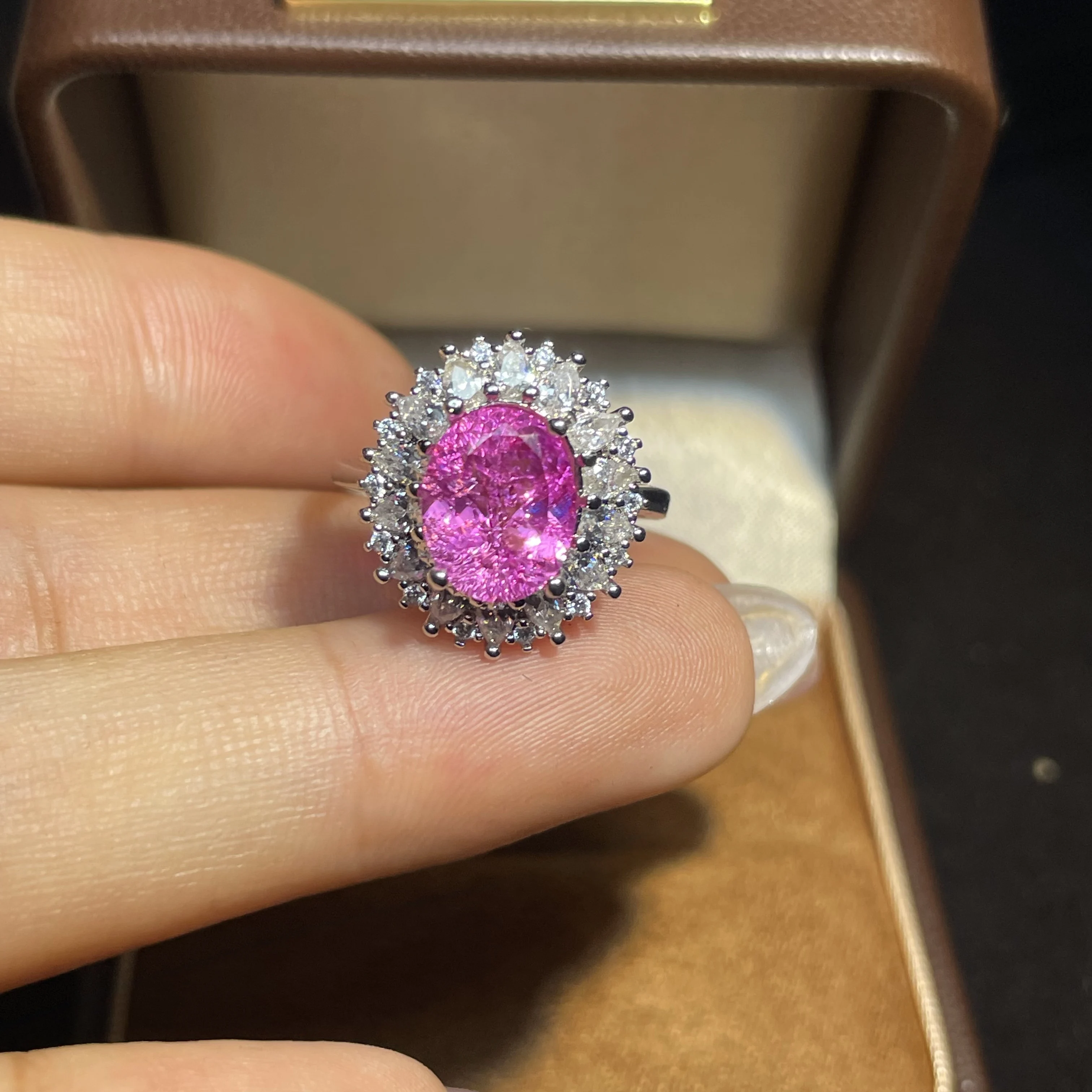6Ct new shiny rubile color sapphire pure silver ring for women, light luxury jewelry, romantic gift for couples, 8*10mm 5