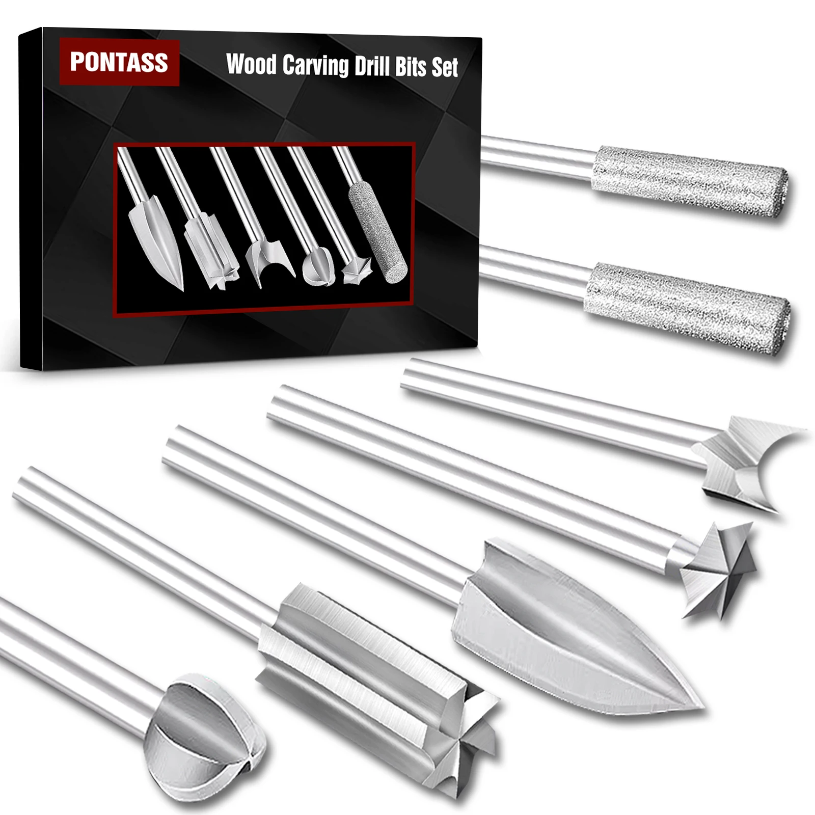 

7 Pcs Woodworking Carving and Polishing Tool Set, With Diamond Sanding Rod, Forged from Premium White Steel