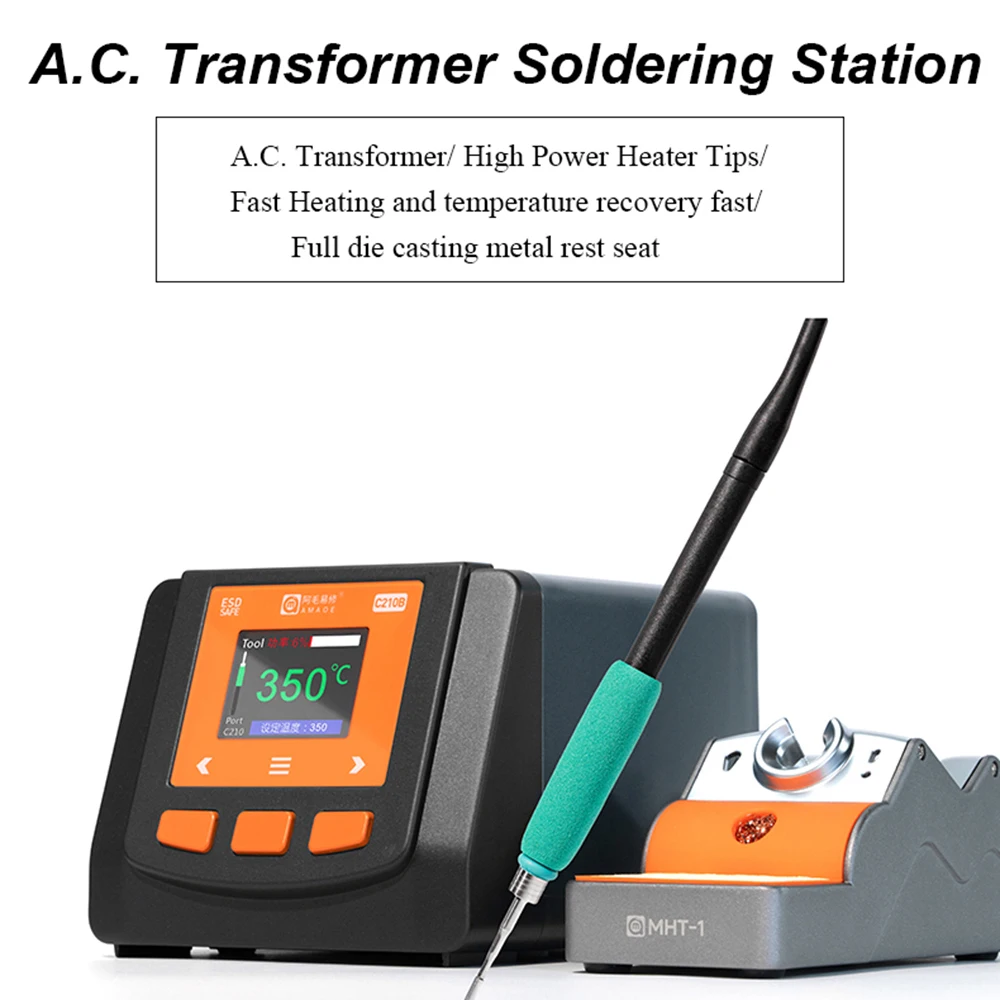 AMAOE AM-C210B Estación de soldadura de transformador de CA Estación de Reparación de soldadura eléctrica sin plomo de alta potencia Herramientas de reparación de placa base