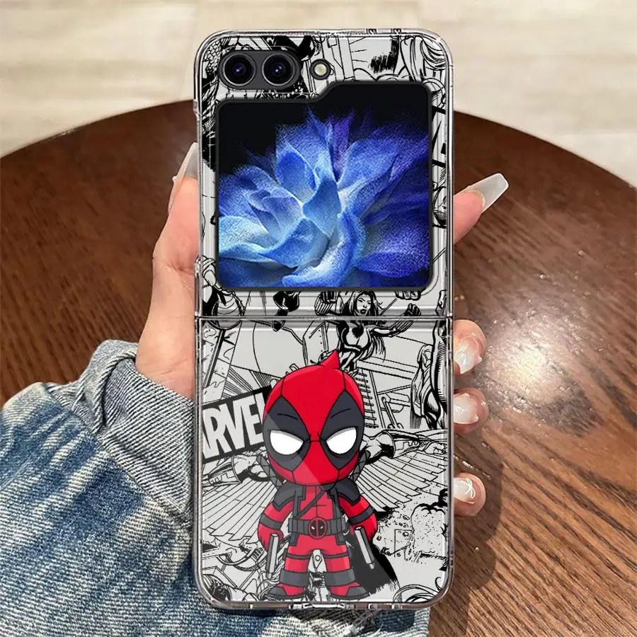 Back Phone Cover Funda Case for Samsung Galaxy Flip5 Flip7 FE Z Flip 7 6 5 4 3 Flip3 Flip6 Flip4 Marvel Cute Characters