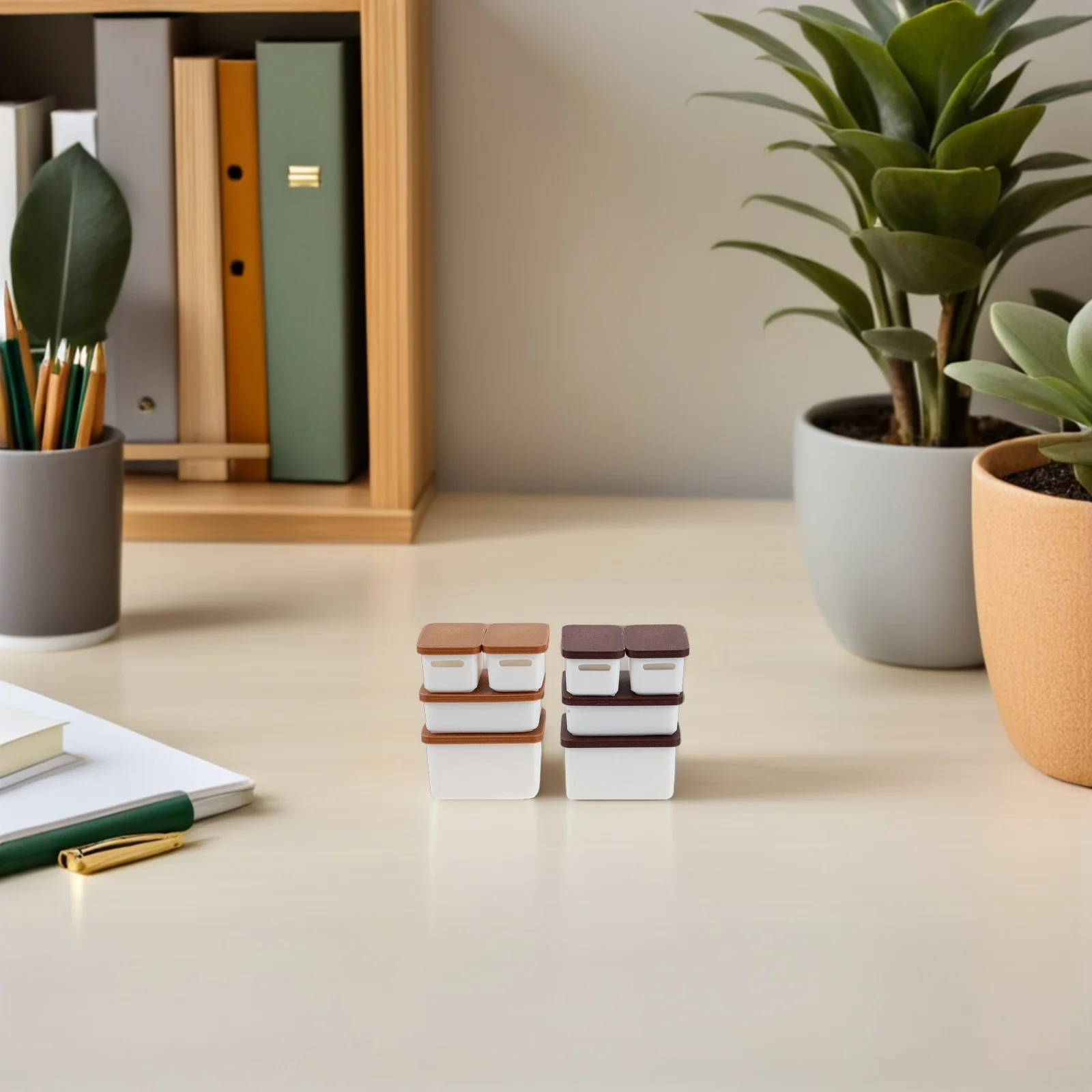 

4Set Micro Miniature Storage Boxes 1:12 Scale Stackable Organizer for Dollhouse Kitchen Bathroom Closet Decor Tiny Containers