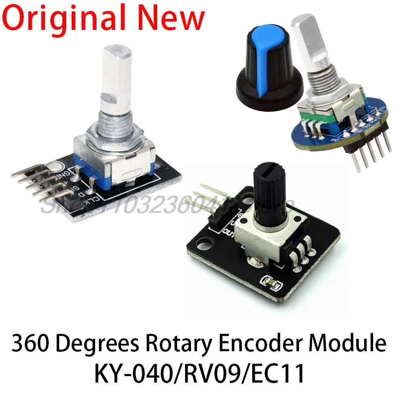 360 Degrees Rotary Encoder Module Rotary Potentiometer Analog Knob Module KY-040 RV09 Rotary Encoder EC11 Knob Cap