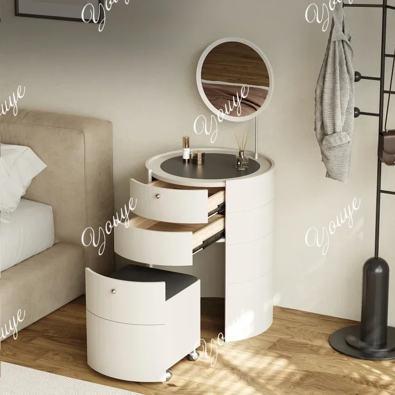 XM Modern Portable Small Vanity Table Storage Mirror Chair Stool White Bedroom Dresser Makeup Luxury Penteadeira Bedroom Furnitu