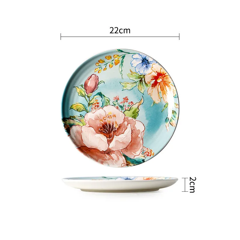 Exquise Keramische Borden Rond Steak Diner Pastabord Onderglazuur Color Serviesgoed Keukenaccessoires Thuissaladeplaat