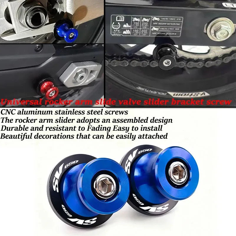 For SV650 SV650S SV650x SV 650 1999-2018 2020 2021 2022 Motorcycle M8 Rear Swing Arm Stand Screws Swingarm Spools Slider