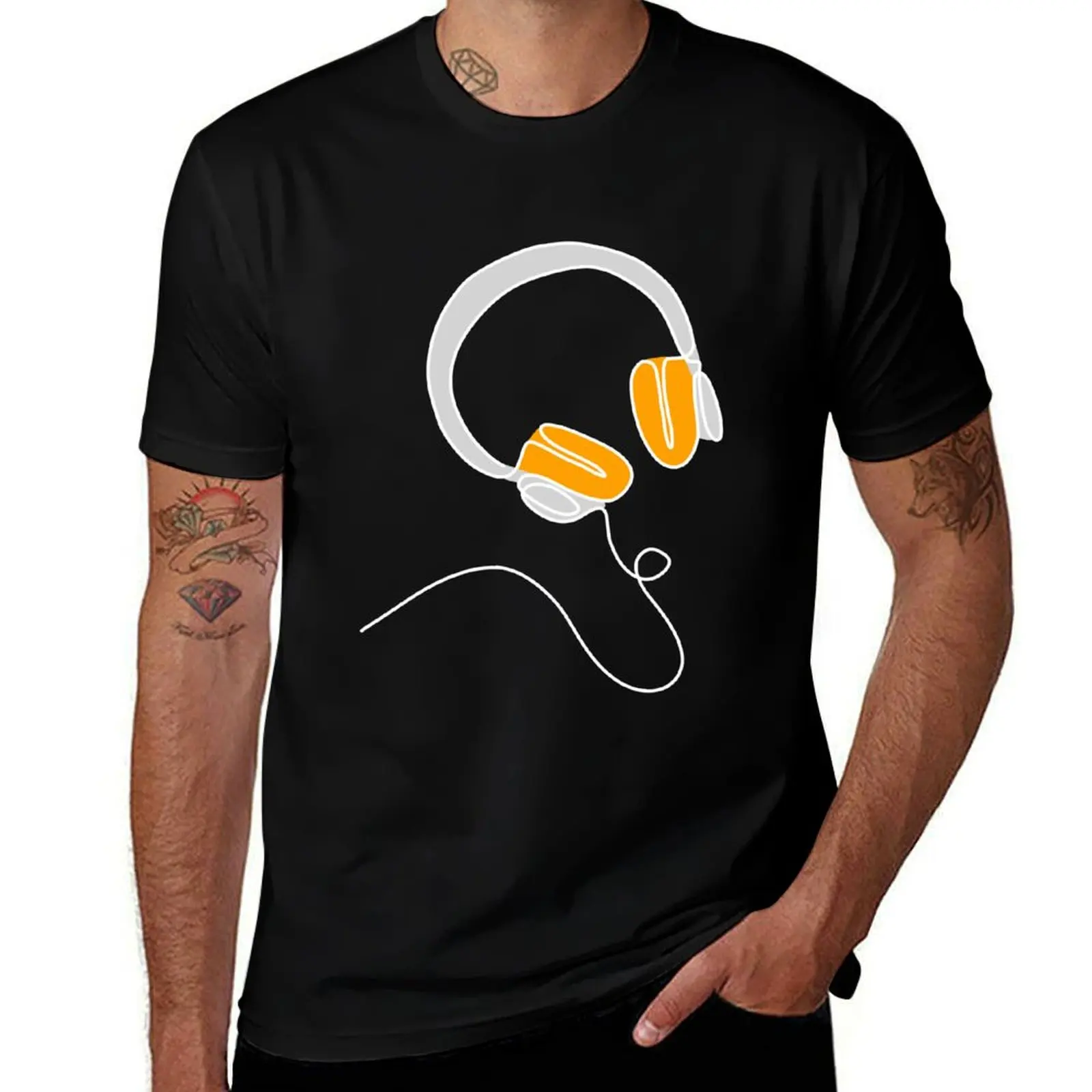 

HEADPHONES Music Gift Audio Headphone Headset sound T-Shirt t shirt man cotton t shirts with prints T-shirt