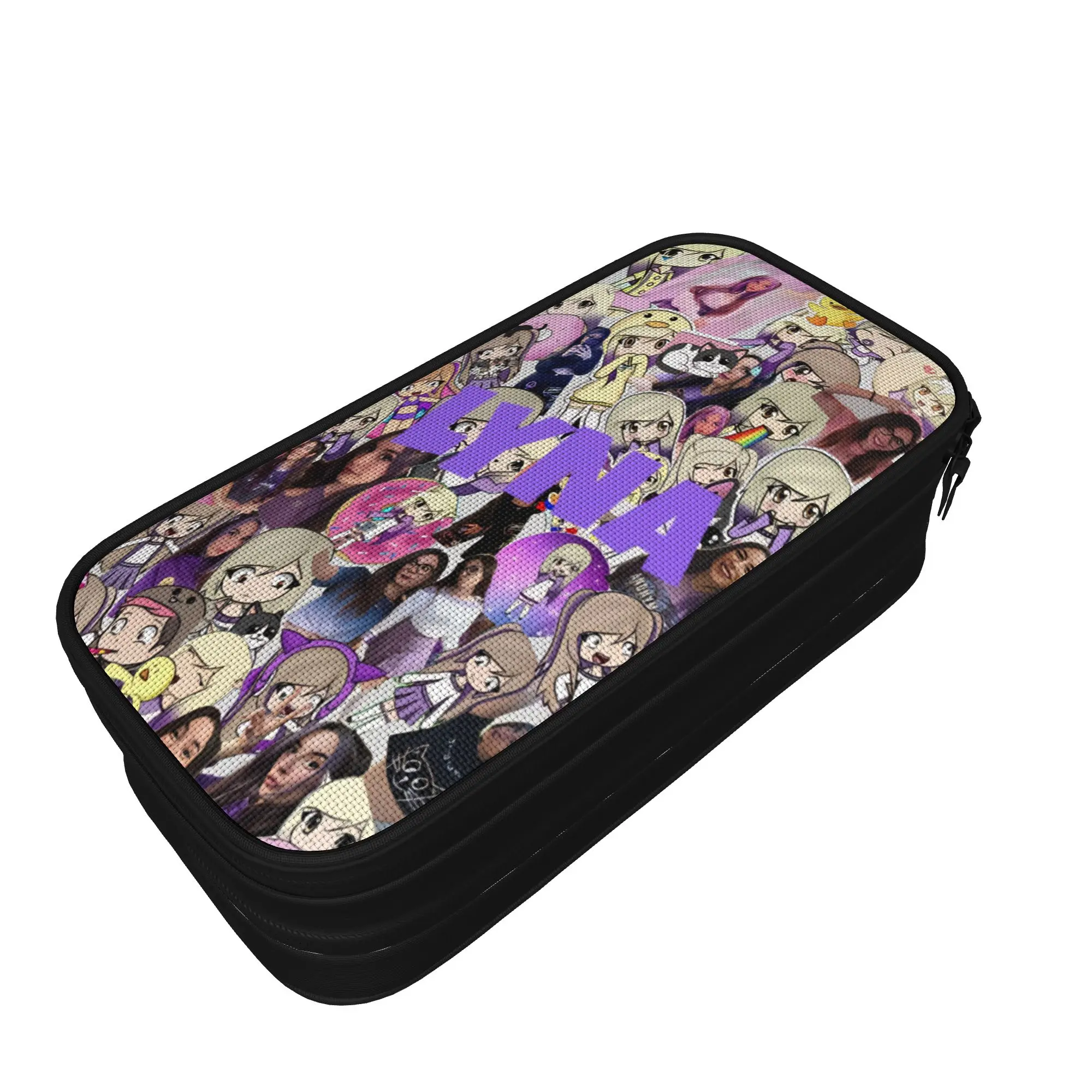 Large Capacity Pencil Pouch Dense Real Mix Collage Lyna Vallejos  Office Accessories  Double Layer Pen Case