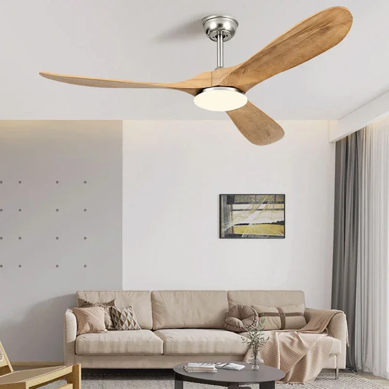 New Ceiling Fan Industrial Vintage Wooden Ventilator with Light Remote Control Decorative Blower Wood Retro Large Fans 110V