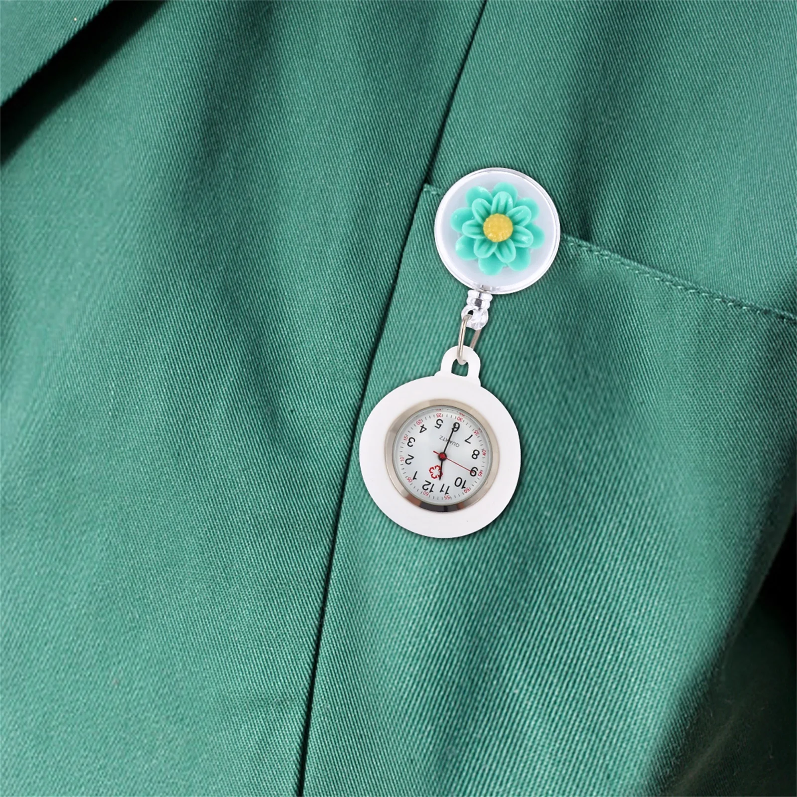 3-delige verpleegstershorloges siliconen intrekbare cartoon bloemclip lichtgewicht quartz horloge praktisch cadeau voor werk