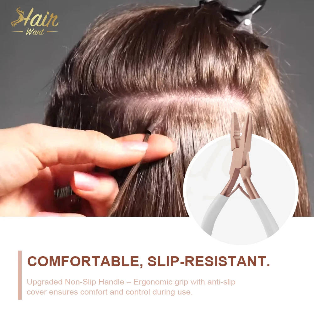 Hair Want Anti-Slip Microlink Pliers for Micro Link Beads Rings Stainless Pliers for Weft Extensions Feather Extensions