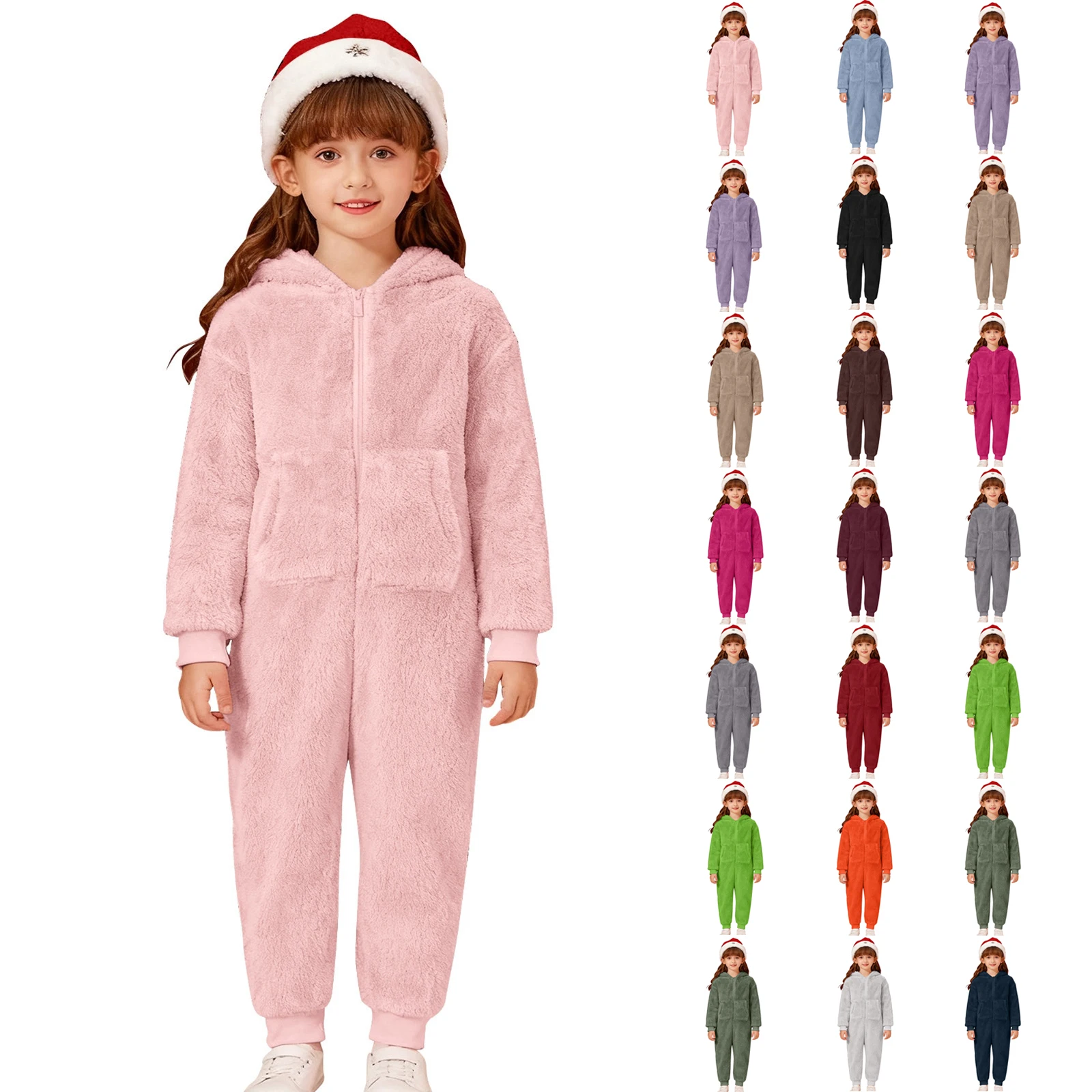 Thick Flannel Double-Sided Flannel Jumpsuit Children'S Solid Color One-Piece Pajamas Children'S Winter Home Jumpsuit