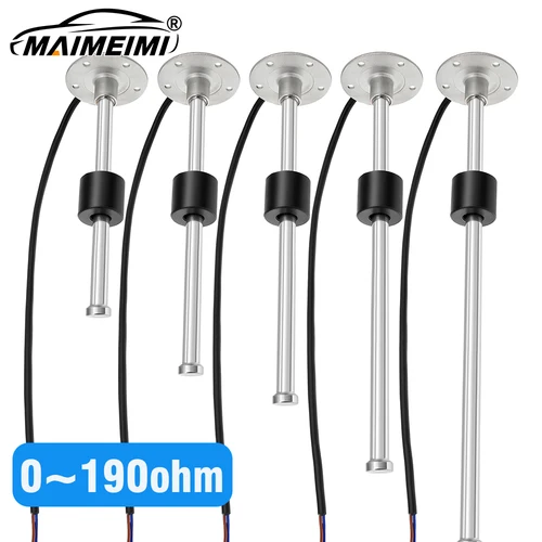 Sensor de nivel de combustible para coche, indicador de nivel de tanque de agua de 0-190 ohm para indicador de nivel de combustible automático, barco de acero inoxidable 100 175 300 450 600mm
