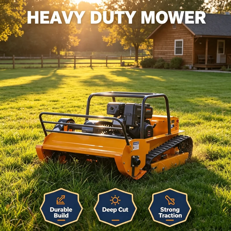 Customized CE EPA Lithium Battery Tracked RC Lawn Mower Crawler Brush Cutter Robot For Complex Terrain Grass Trimming