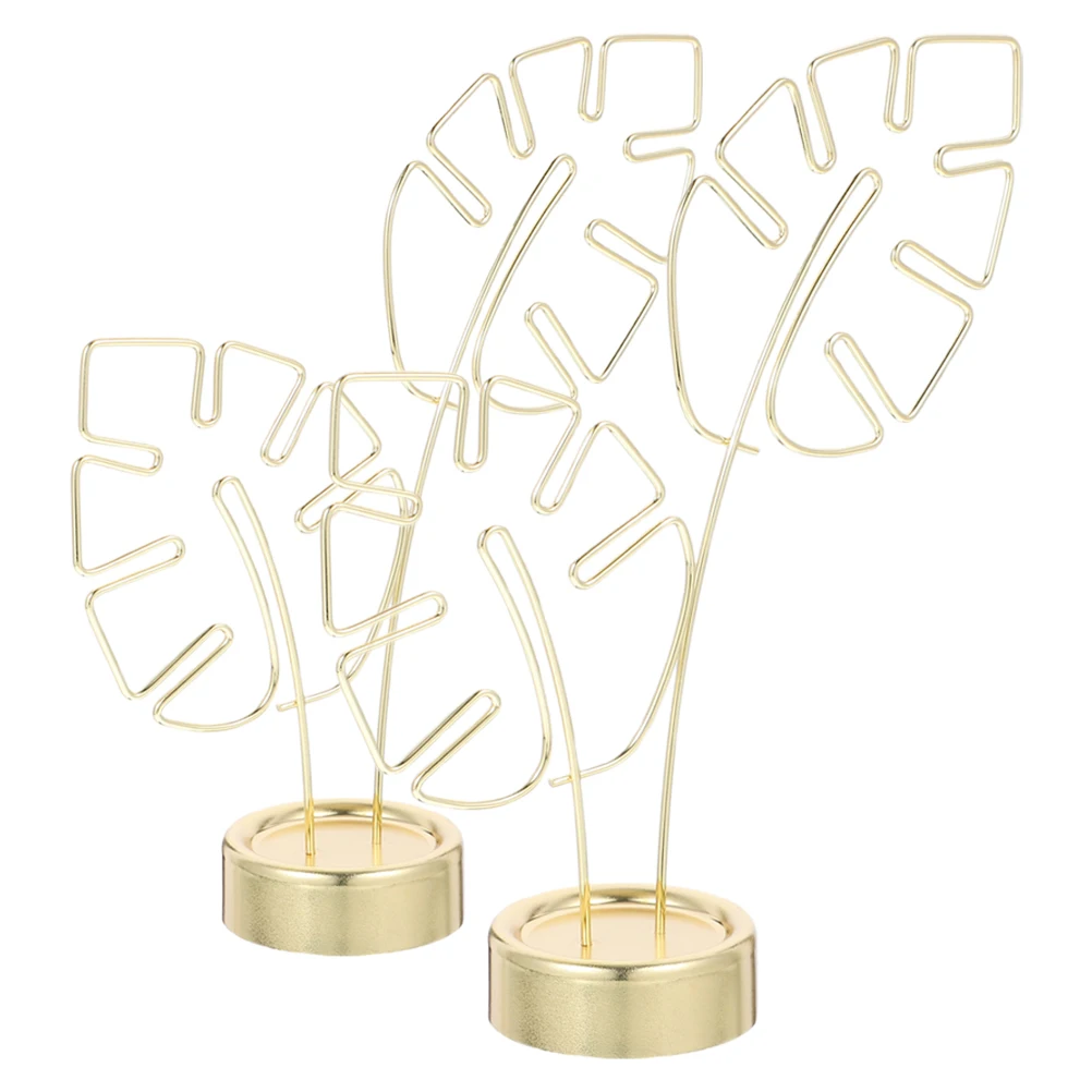

2pcs Metal Turtle Back Leaf Notes Clip Photo Stand Desk Picture Holder Card Golden Cute Compact Elegant Design Holds Postcards