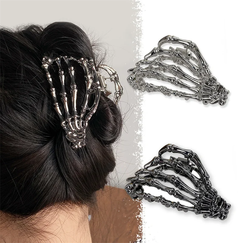 Gothic Ghost Hand Grab Clip Alloy Hair Grab Clip Back Of Head Plate Hair Metal Shark Clip Halloween Hair Accessories