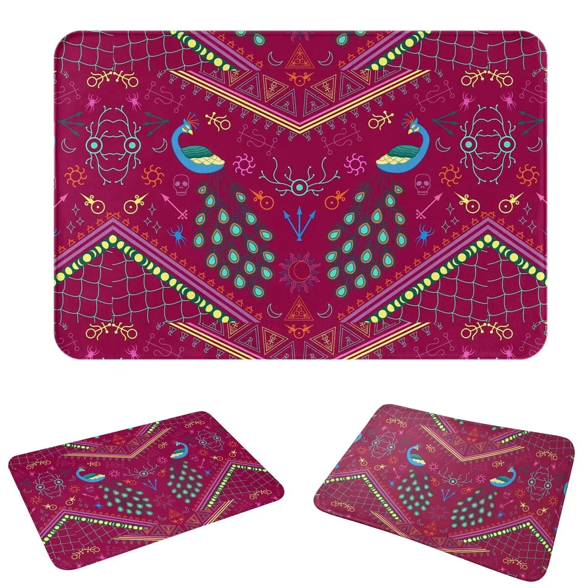 Mollymauk Tealeaf Inspired Print Doormat Absorbent Mat Carpet Rug Kitchen Entrance Home Floor Mat for Balcony Footpad Mats