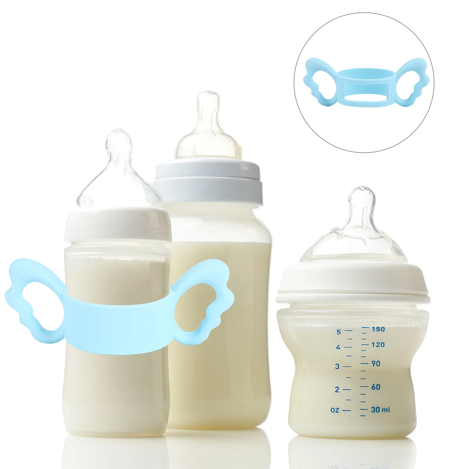 

1pc 6Cm Silicone Milk Bottle Handle Grip Feeder Nursing Bottle Accessory Ultra Wide Mouth Heat Resistant 220℃ Food Grade No Bpa