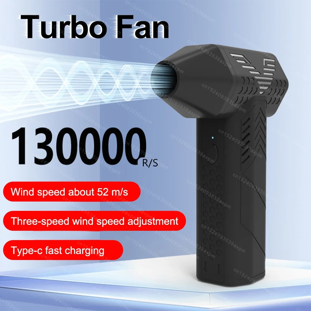 Mini Air Blower With Extra Nozzle 130000RPM Turbo Jet Fan Wind Speed 52m/s Electric Blower Multifunctional Blowing Dust Dryer