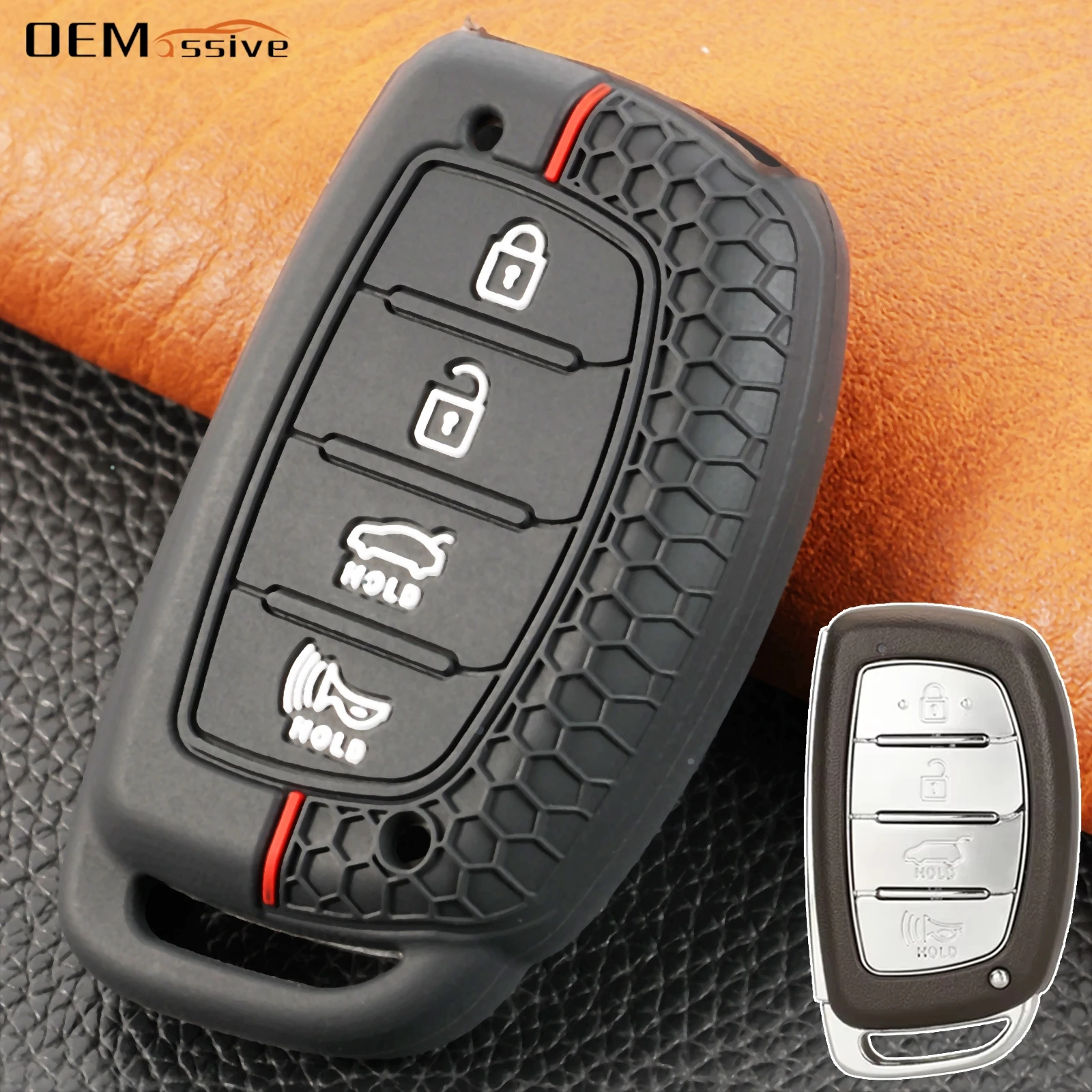 4 Button Silicone Key Ring Case Cover Shell Holder For Hyundai Tucson Santa Fe Sonata Ix45 I40 2012 2013 2014 2015 2016 2017