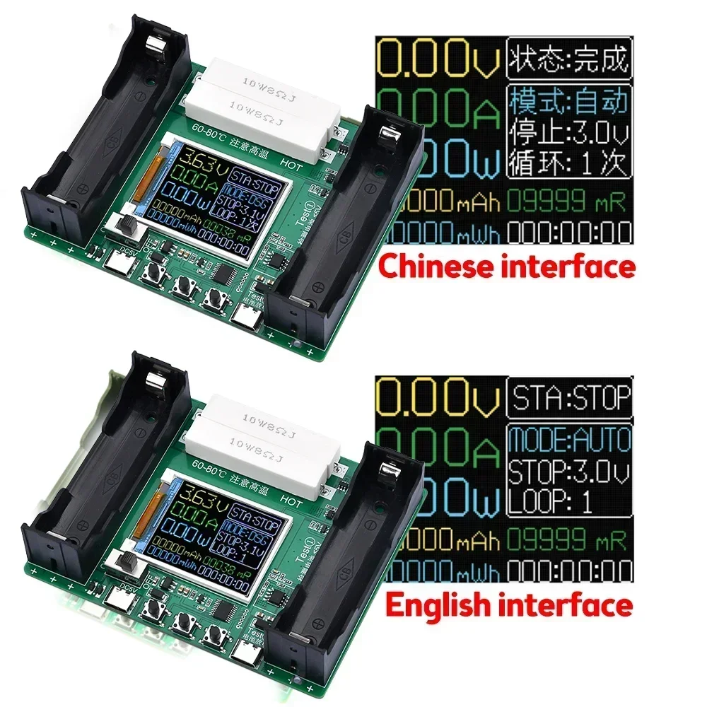 Mwh Tester Tester Battery Battery Digital Capacity 18650 1pcs 18650 Type-c Detector Battery Lithium Module Module Power Mah