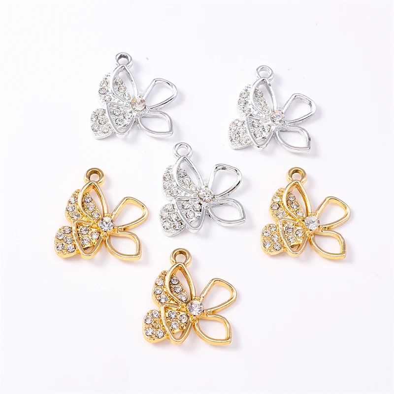 10 Stück 17x20mm Niedliche Kristall-Metall-Tier-Schmetterlings-Anhänger für Schmuckherstellung, Halsketten, Ohrringe, Armbänder, DIY-Bastelarbeiten, Geschenk – Detail 6