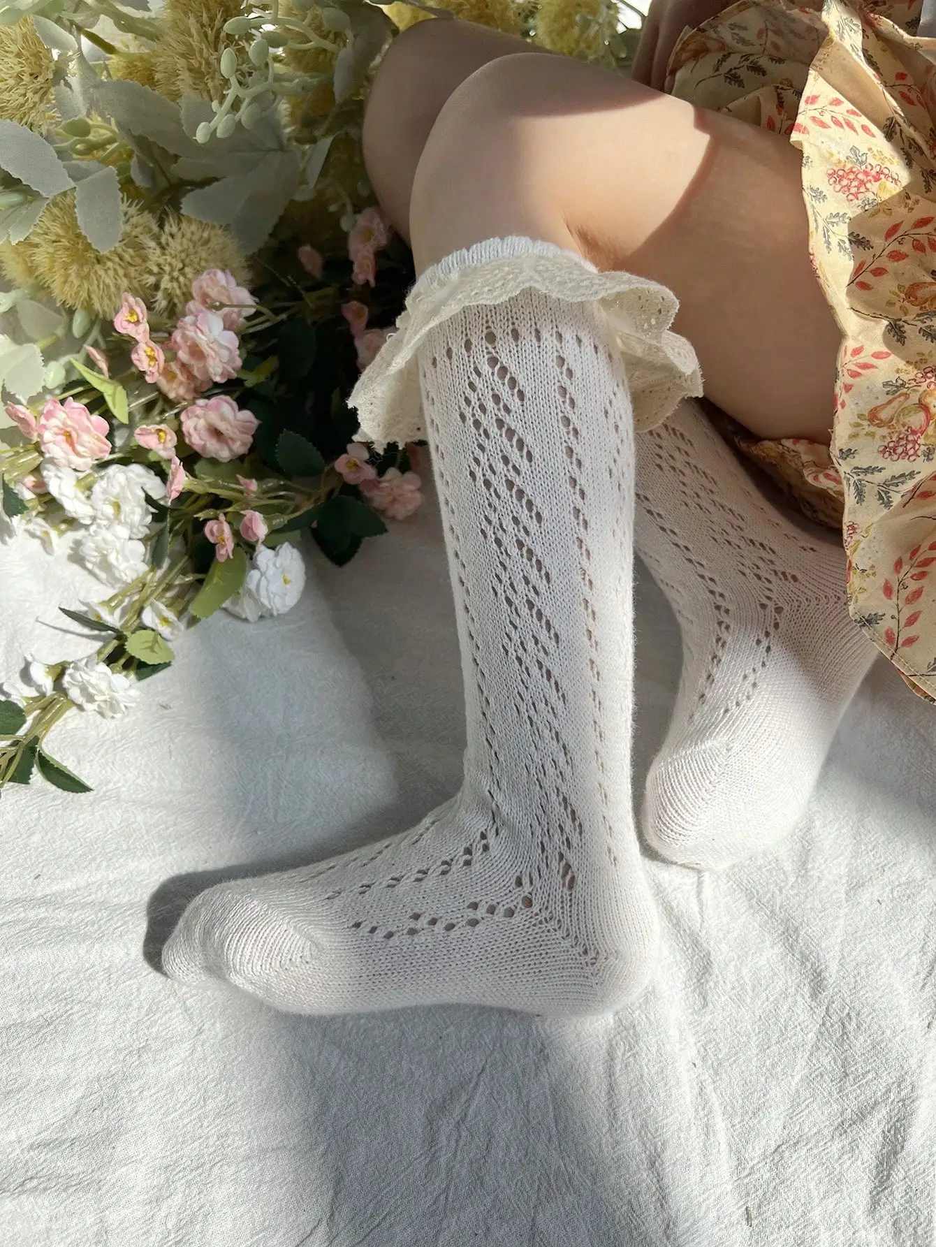 Baby Girls Knee High Socks Long Kids Soft Cotton Lace Stuff Princess Children Sock Ruffle Leg Warmers Cute Girl Socks For 0-8 Y