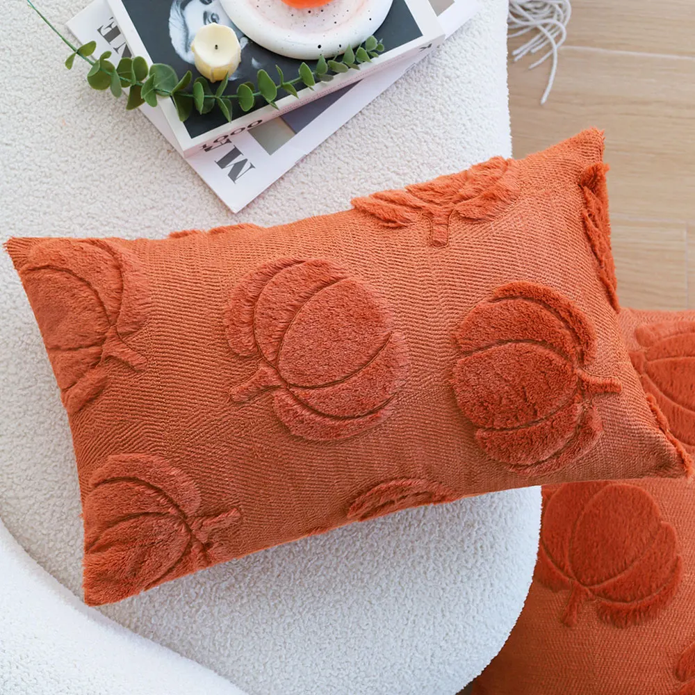Plush Pumpkin Pillowcase 30x50/45x45/50x50 Orange Decorative Cushion Cover for Sofa Bed Couch Soft Fluffy Home Decor Pillowcase