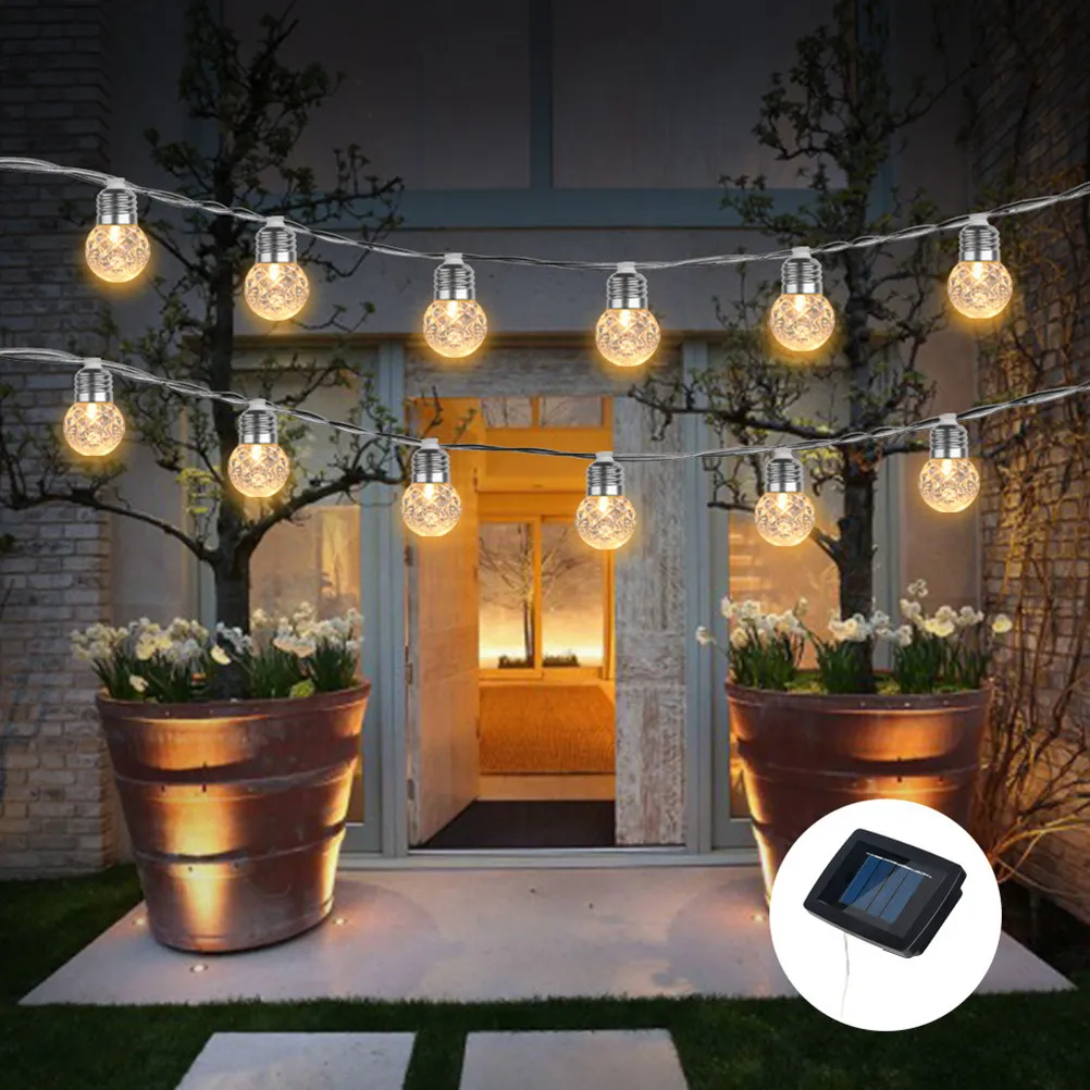 

Светодиодные гирлянды Solar Globe Bulb 3,8 м, теплый белый свет, водонепроницаемые, для улицы, подвесные, для украшения сада и патио