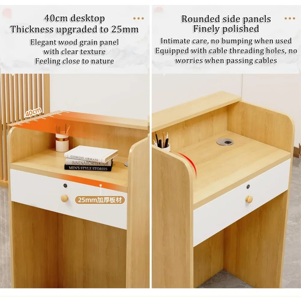 Reception Room Tables,Reception Desk Counter Table,Retail Counter Reception Desk with Drawer Storage,Cashier Front Desk Open