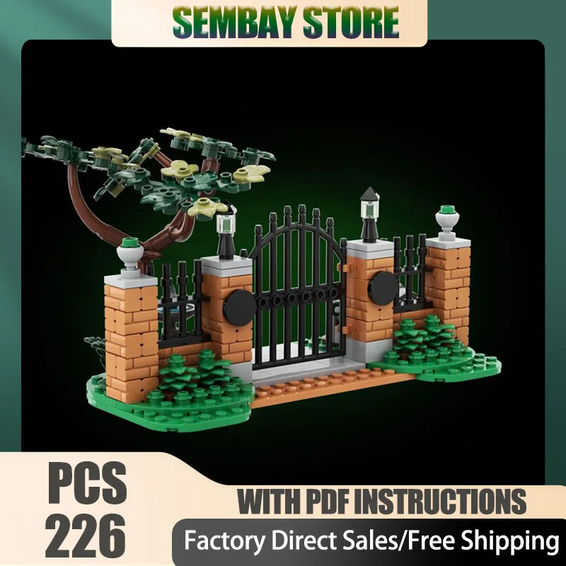 Moc Building Bricks Modular Front Gate - The Haunted Mansion Model Technology Blocks Christmas DIY Toy Construction Gifts