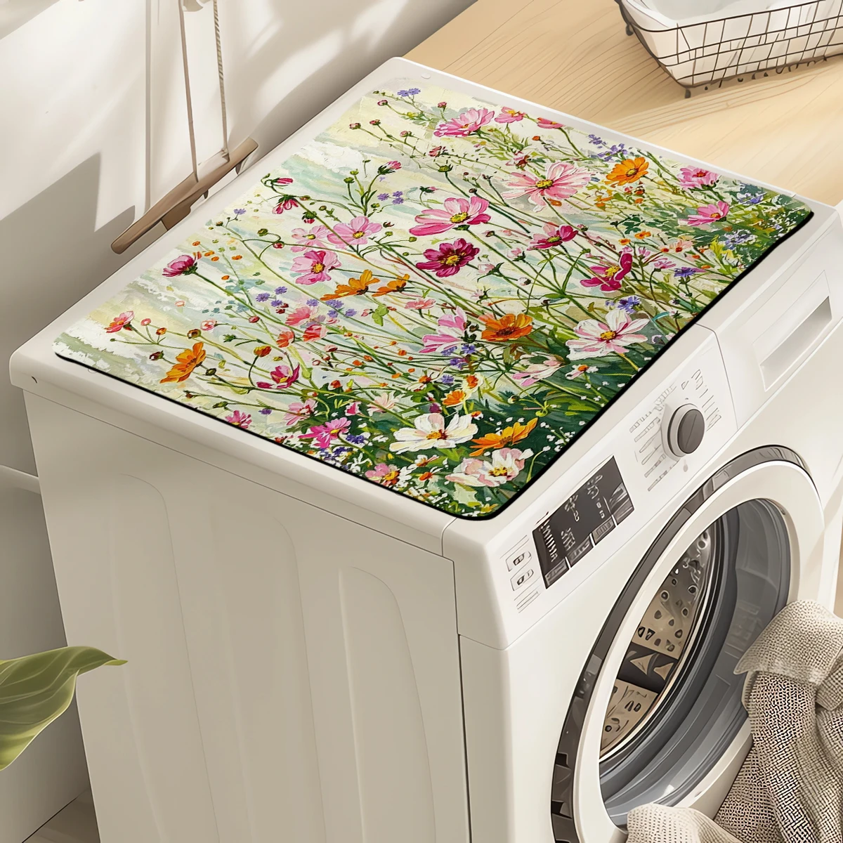 Watercolor Floral Pattern Polyester Absorbent Mat - Stylish Decorative Mat for Home Kitchen, Bathroom and Entryway Use
