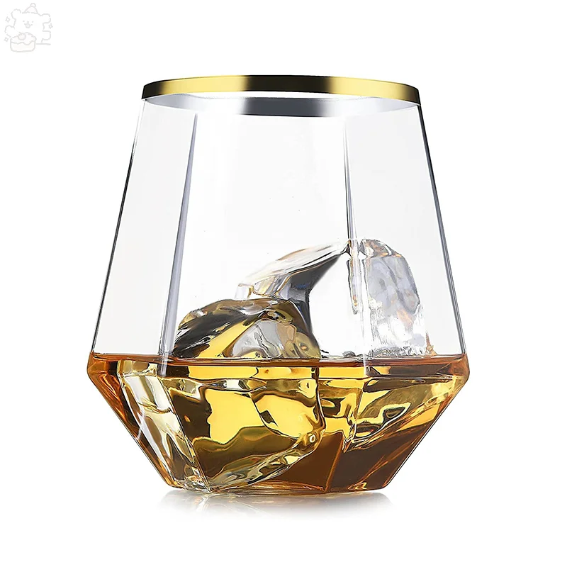 Kunststof zeshoekig herbruikbaar whiskyglas 360 ml, valbestendig en breukbestendig