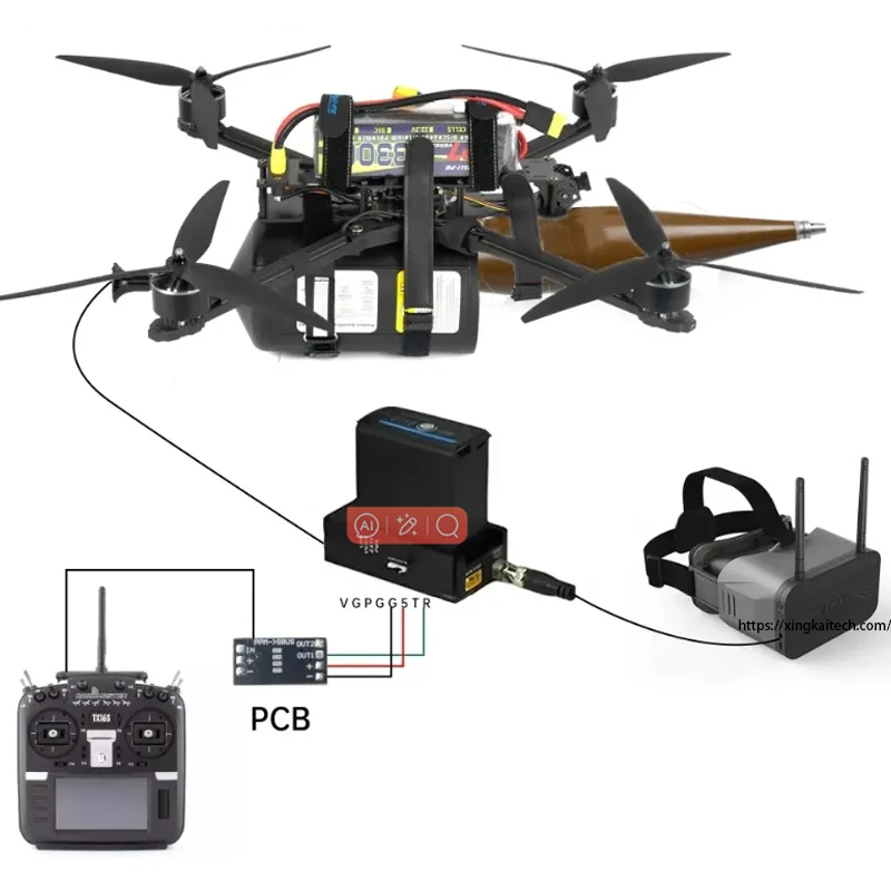 Modulo di estensione relè modulo dati immagine fibra ottica drone FPV dotato di comunicazione in fibra ottica anti-intercettazioni