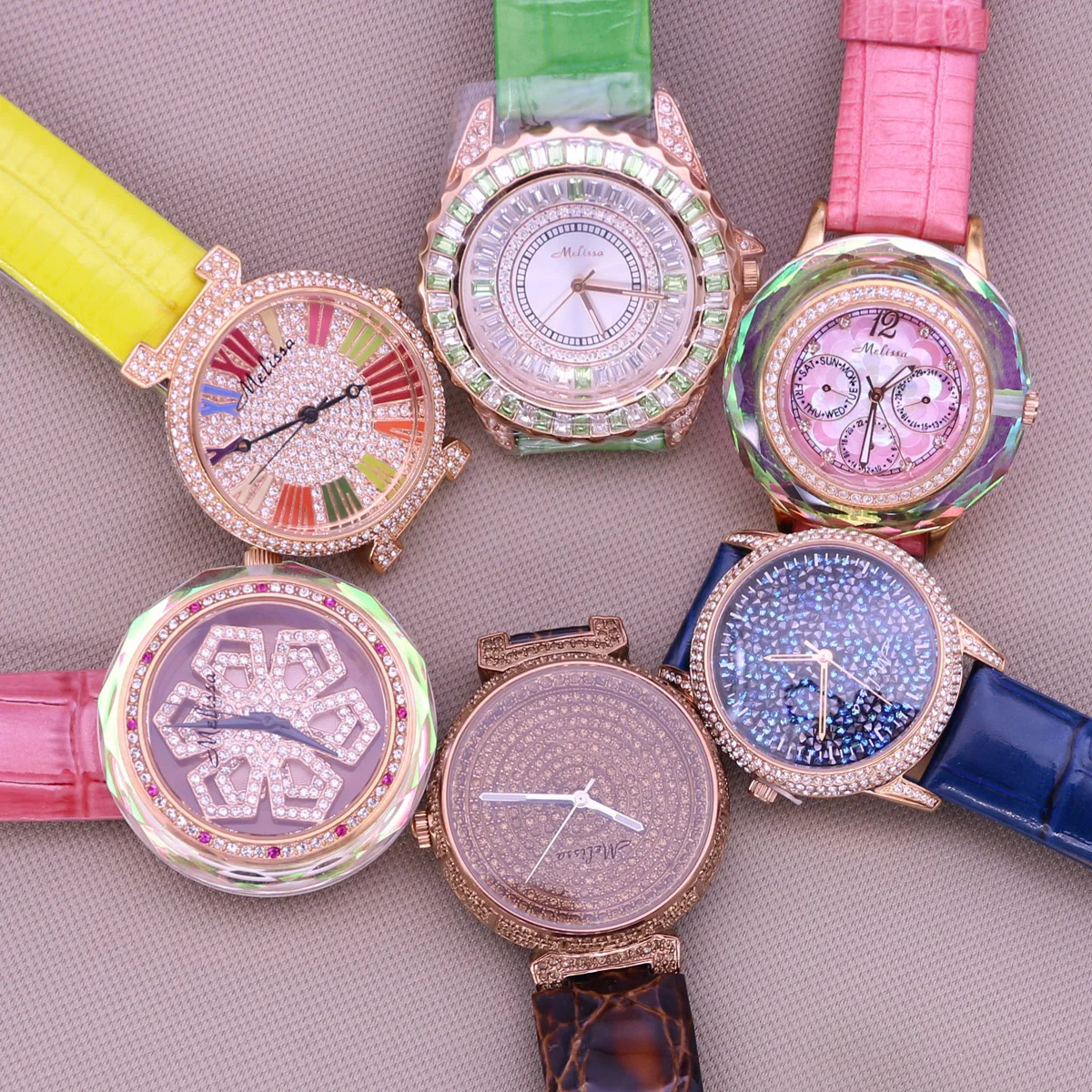 SALE!!! Discount Melissa Crystal Old Types Lady Women's Watch Japan Mov't Fashion Hours Bracelet Leather Girl's Gift No Box