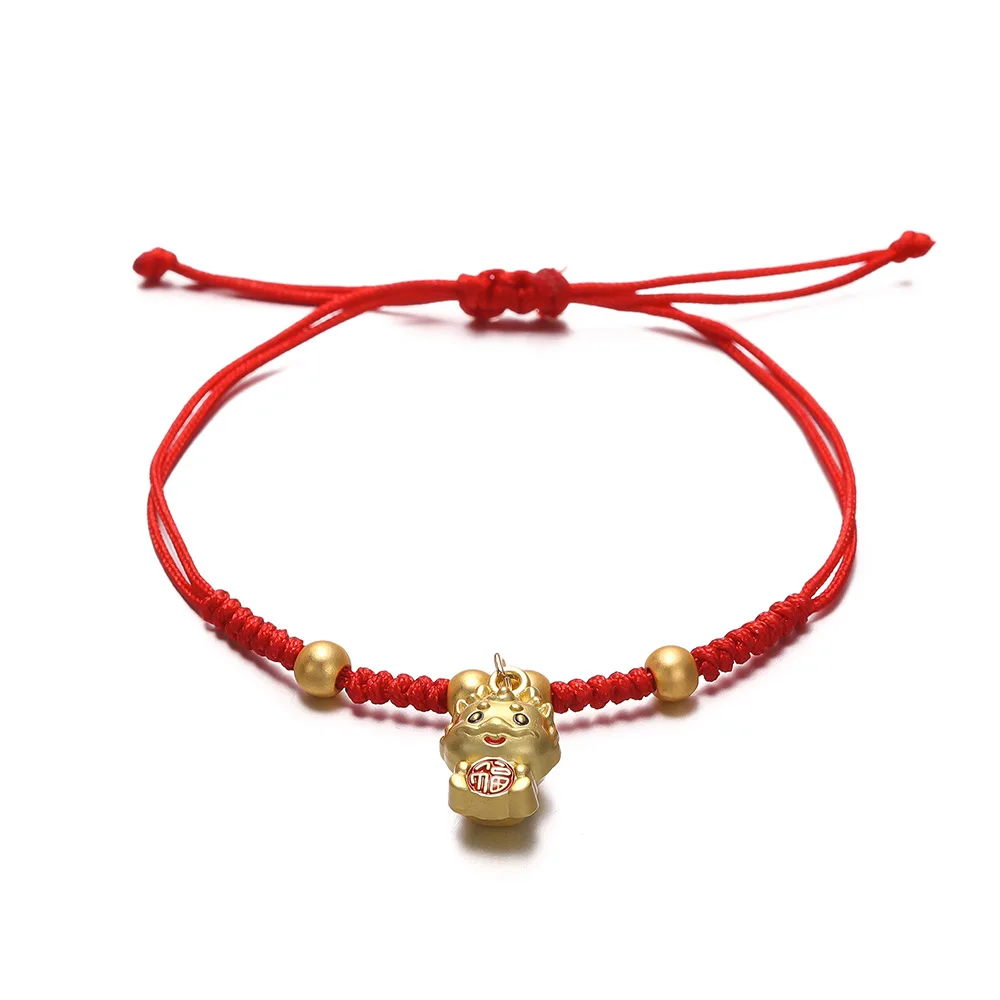 Chinese Zodiac Auspicious Dragon Red Rope Braid Bracelet for Women Kids to Bring Lucky Birthday Gift Men\'s Adjustable Jewelry