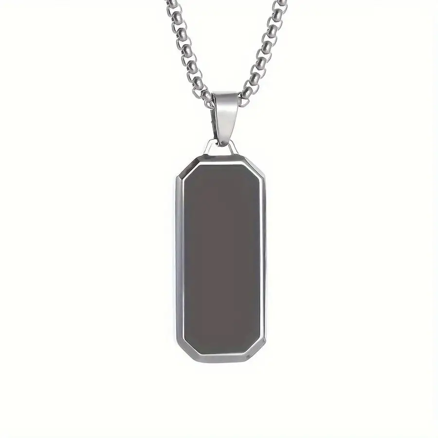 1/5/10/20/50/100pcs Elegant Men's Necklace with Sophisticated Black Drip Oil Pendant - Unique Geometric Design, Perfect for Ever