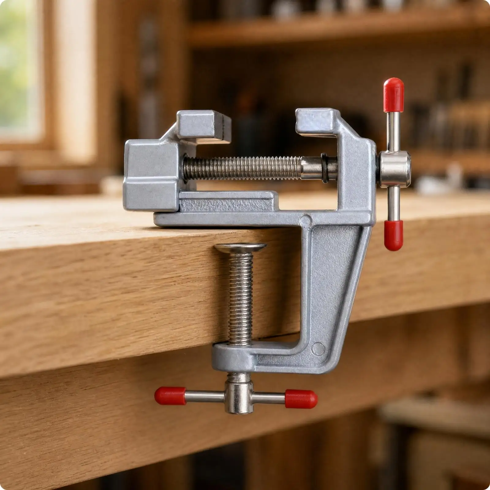 Compact Bench Vise Mini Clamp for Workbench Tabletop Tool Aluminum Alloy with Sliding Jaw for Small Parts Craft Work