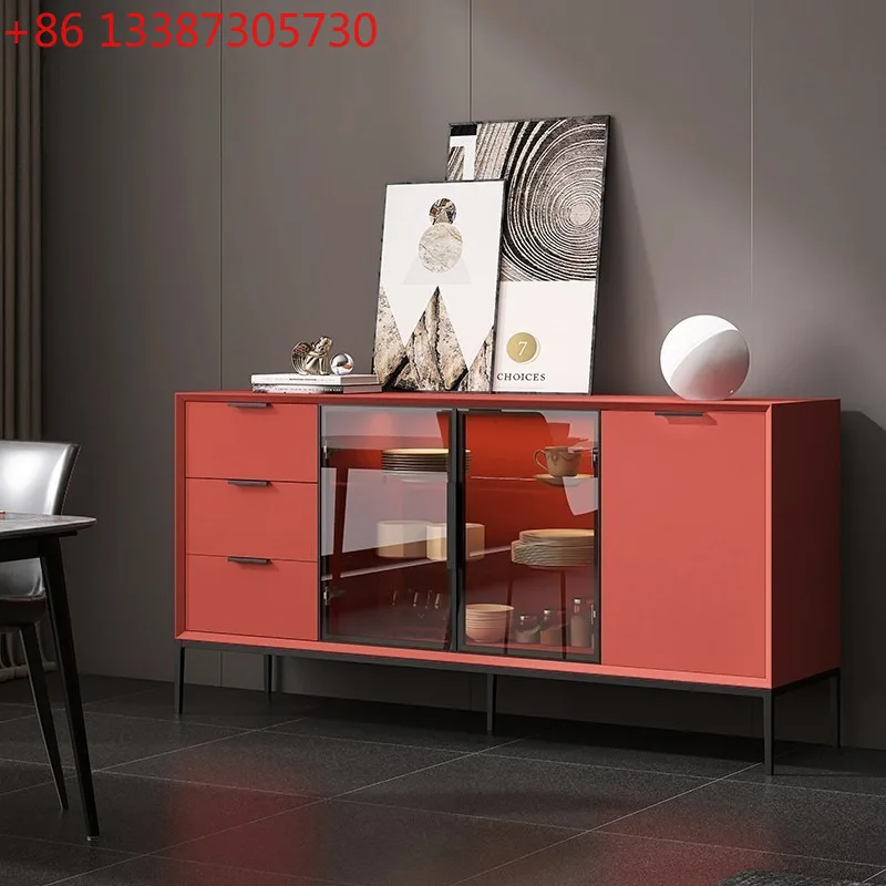 خزانة طعام إيطالية بسيطة، طلاء خبز، مصباح مستشعر من الخشب الصلب، تخزين الشاي