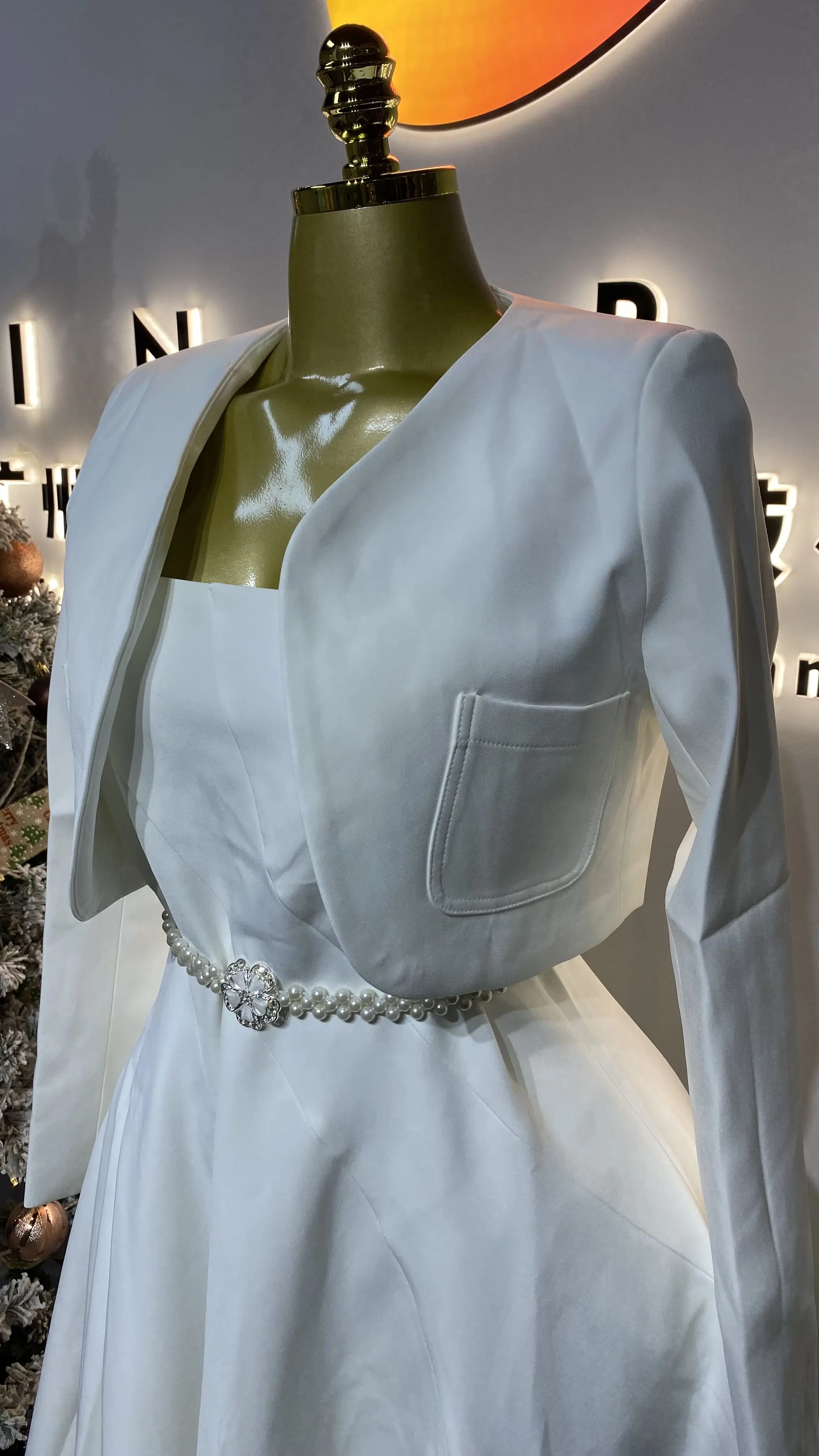 فستان كاجوال وأنيق عالي الجودة مكون من قطعتين، سروال على شكل حرف A مطوي باللون الوردي، فستان طويل للحفلات للنساء.-GZXX212 #5